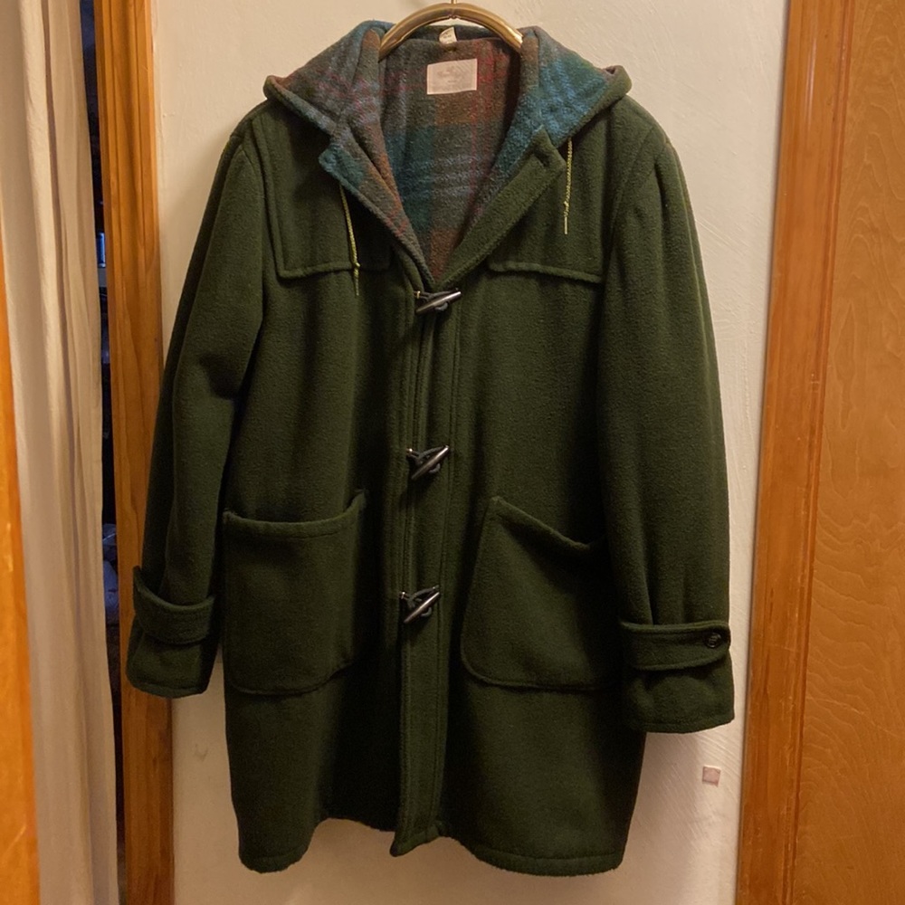 Traverse Bay Woolen Co. Men's Wool Olive Green Mackinaw Lined Coat Large (42-44)